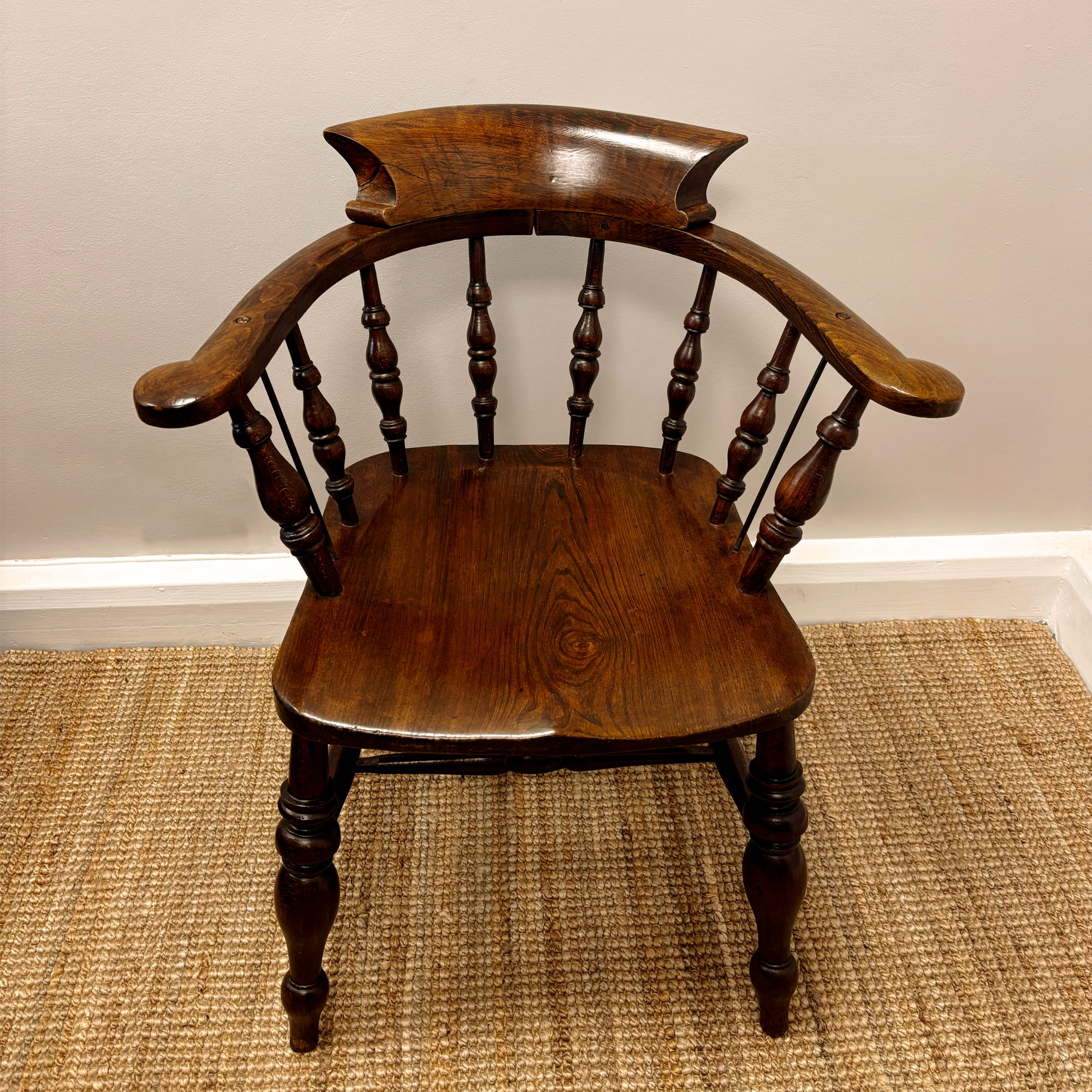 19th Century Ash and Elm Captain’s Armchair