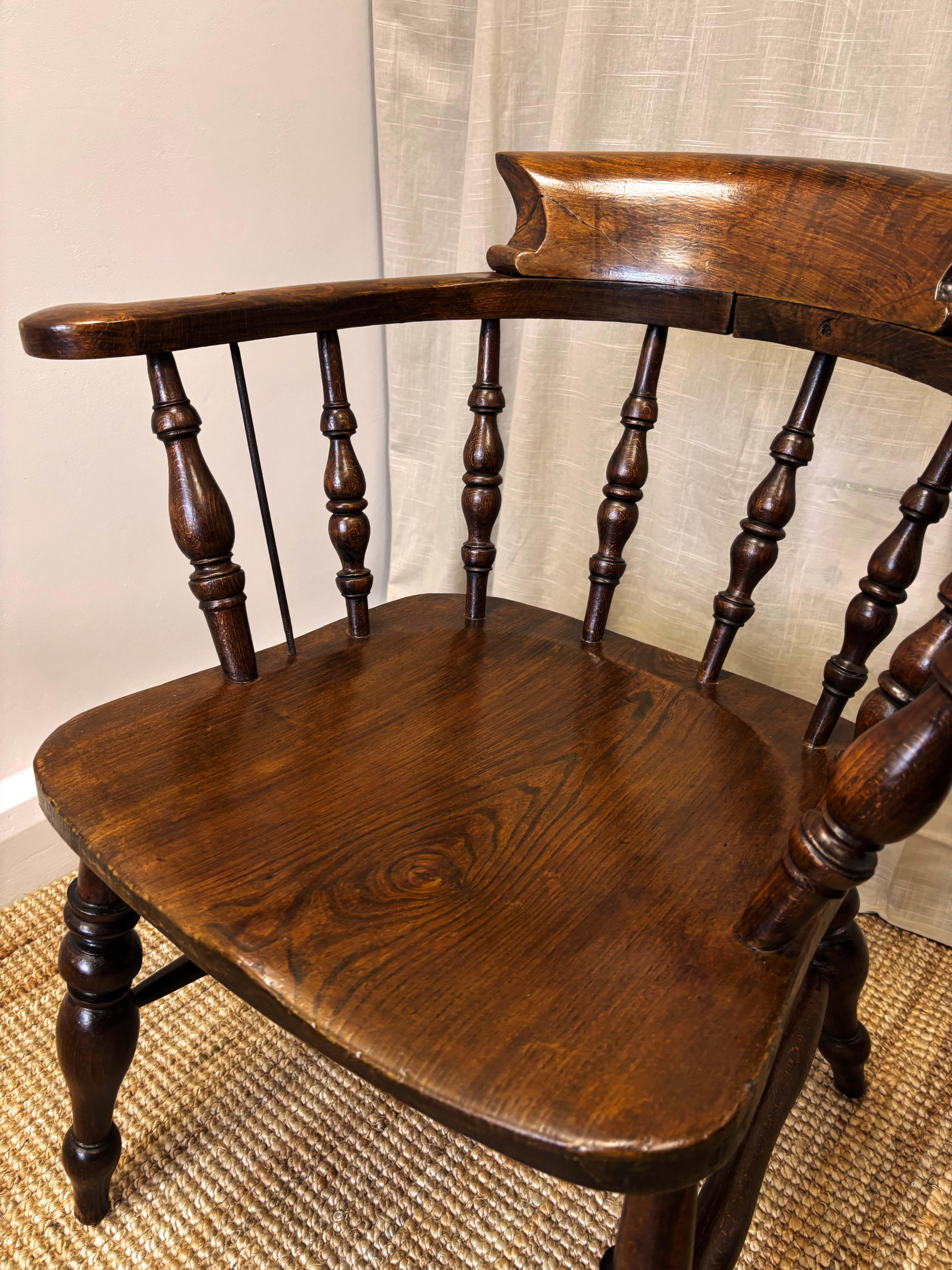 19th Century Ash and Elm Captain’s Armchair