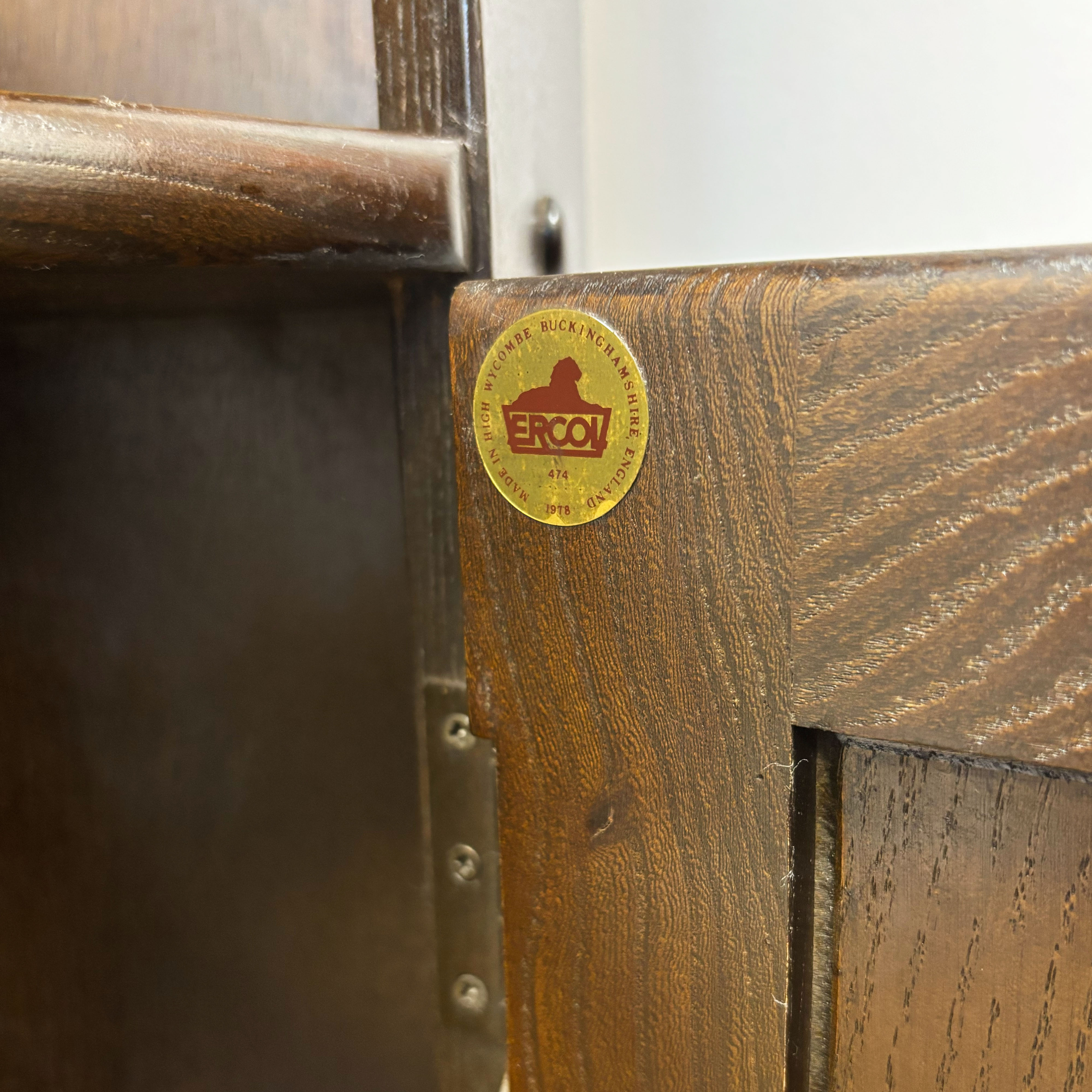 Dark Ercol Corner Cabinet / Bookcase
